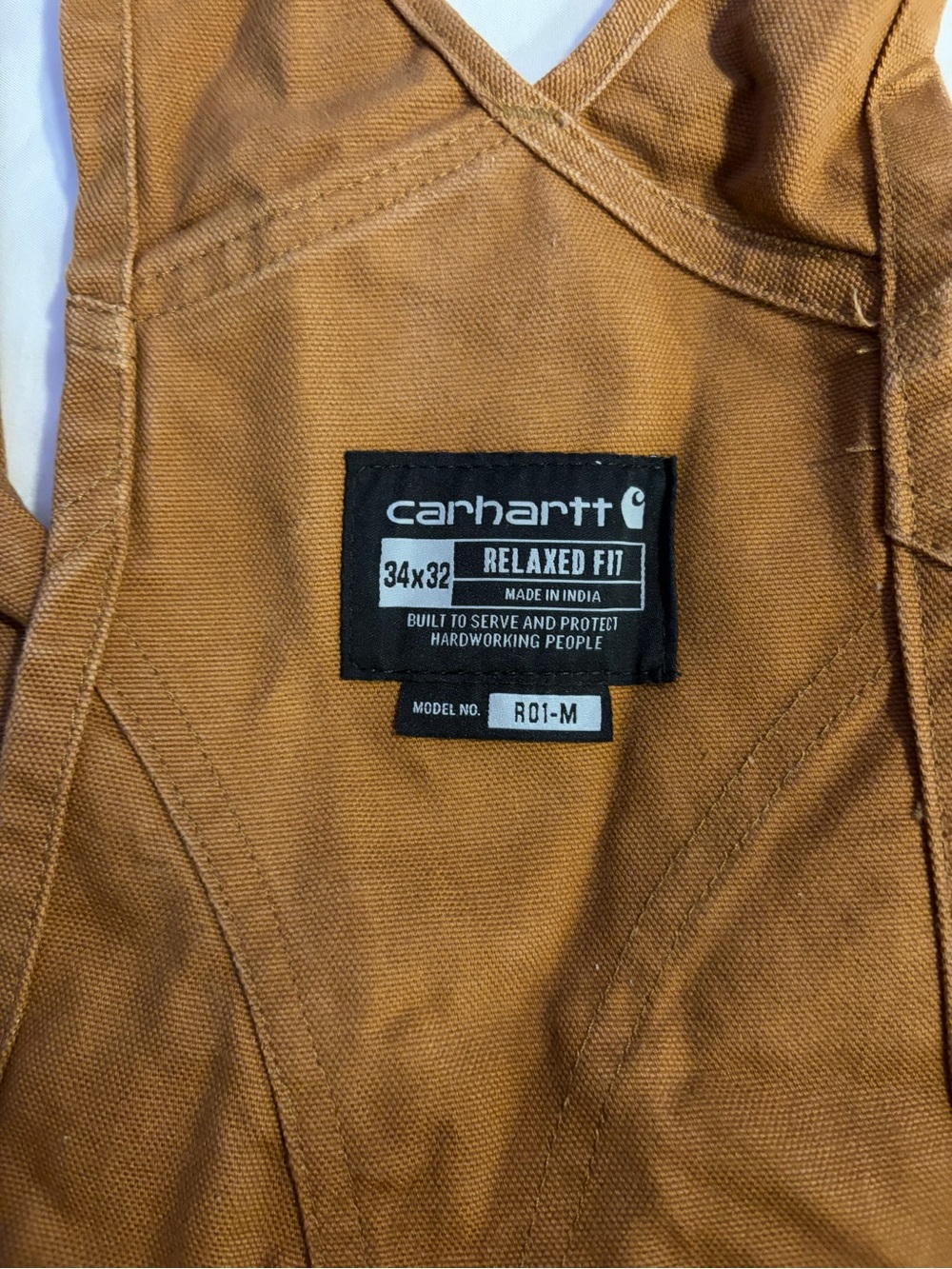 Carhartt Brown Duck Canvas Bib Overalls with Dark Straps - Picture 2 of 3